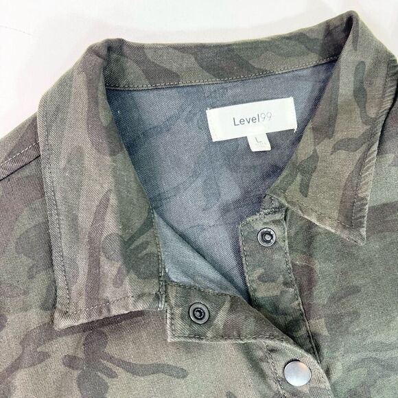 Level 99 Jumpsuit Womens Large Green Black Linen Midnight Camo Marlow Flight - Picture 6 of 13